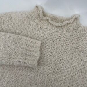 J. Crew Factory Cream Textured Cowl Neck Sweater